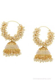 Hyderabad Jewels Beautiful Pearl Copper Hoop Earring